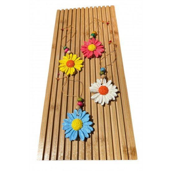 4 Adet Papatya Duvar Bahçe Balkon Süsü - Renkli Çiçek Duvar Süsü