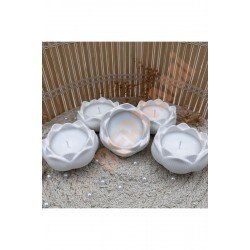 Lotus Taş Tozu Mum Sade Nişan, Nikah, Doğum Günü, Özel Gün - 5 Adet