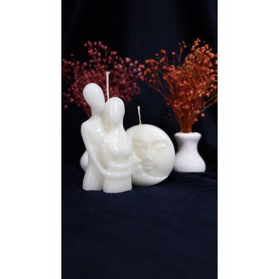 Kokulu Sevgili Sarılan Çift Mum Ve Güneşay Mum Set