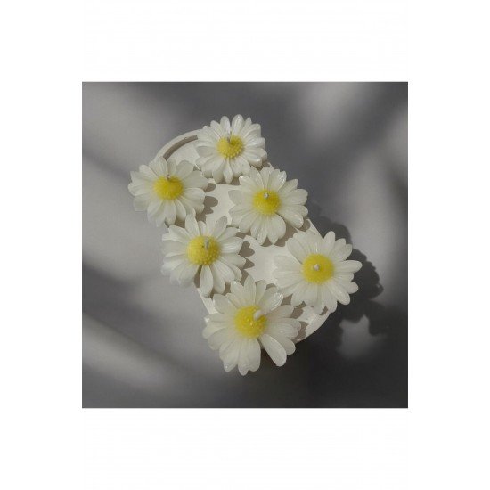 Dekoratif Papatya Mum, Söz Nişan, Hediyelik Mum- 5 Adet