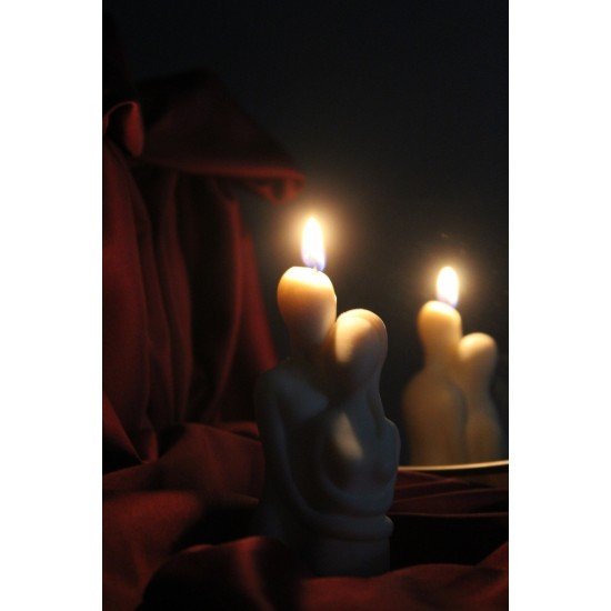 Sarılan Çift Mum , Heykel Mum , Soya Mumu , Vegan Mum ,