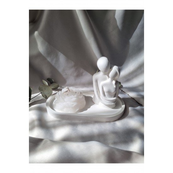 Dekoratif Set,sunumluk,sarılan Çift Obje Ve Şakayık Mum Seti