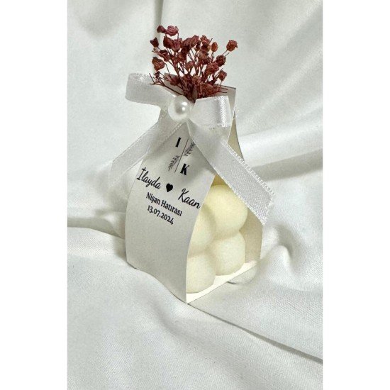 10 Adet Süslemeli Bubble Mum Kız Isteme, Söz, Nişan, Düğün, Nikah Hediyelikleri