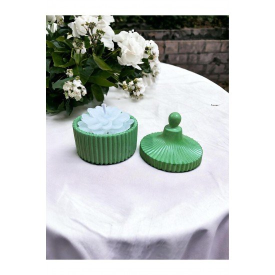 Özel El Yapımı Kapaklı Seramik Şekerlik Lokumluk Takı Organizer Mumluk