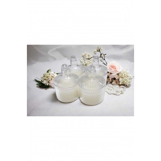 24 Adet Mumlu Mika Şekerlik Kutu-plastik Şeffaf Hediyelik Mum Kutu Hediyelik Mum, Nikah Şekeri