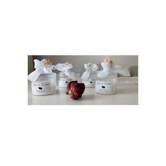 Özel Tasarım Nişan Söz Nikah Dügün Hediyelik Kristal Kapaklı Şekerlik Mum - 10 Adet