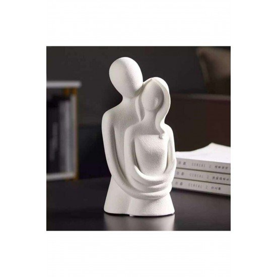 Sonsuz Aşk Sarılan Çift Mini Biblo Dekoratif Sevgi Heykel