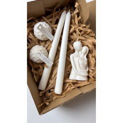 Sevgiliye Hediye Aşk Romantik Sarılan Çift, Şamdan, Gül Mum Ev Dekorasyonu Masa Mumu Sevgililer Günü