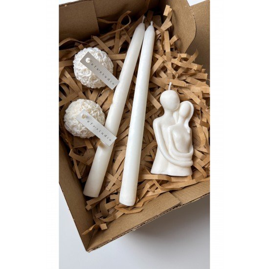 Sevgiliye Hediye Aşk Romantik Sarılan Çift, Şamdan, Gül Mum Ev Dekorasyonu Masa Mumu Sevgililer Günü