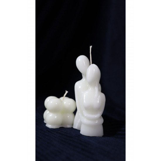 Kokulu Sevgili Sarılan Çift Mum Ve Mini Bubble Mum Set