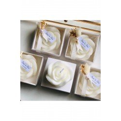 8 Adet Beyaz Kraft Kutu Gül Mum – Cipso ve Etiket Detaylı, Düğün, Nişan, Kına, Doğum Günü