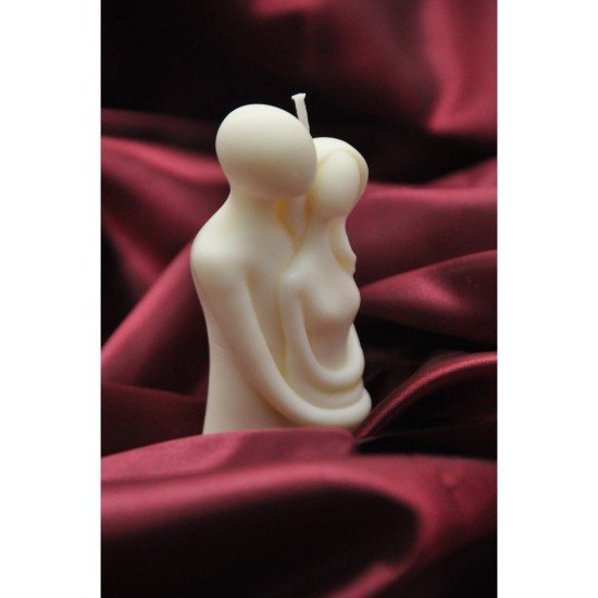 Sarılan Çift Temalı Doğal Soya Wax Mum- Dekoratif Kokulu Pamuk Fitilli- 11 Cm X 6 Cm