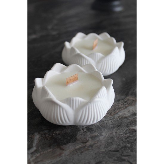 2'li Lotus Ahşap Fitilli Kokulu Mum