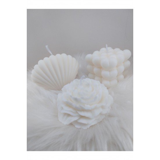 %100 Doğal Soyawax Hediyelik 3'lü (KALP,İSTİRİDYE VE ŞAKAYİK)mum