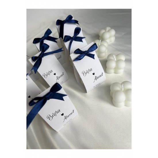 Pinterest 50 Adet Lacivert Kurdeleli Kağıt Bubble Mum Söz, Nişan, Nikah, Kına ve Bebek Hediyelik