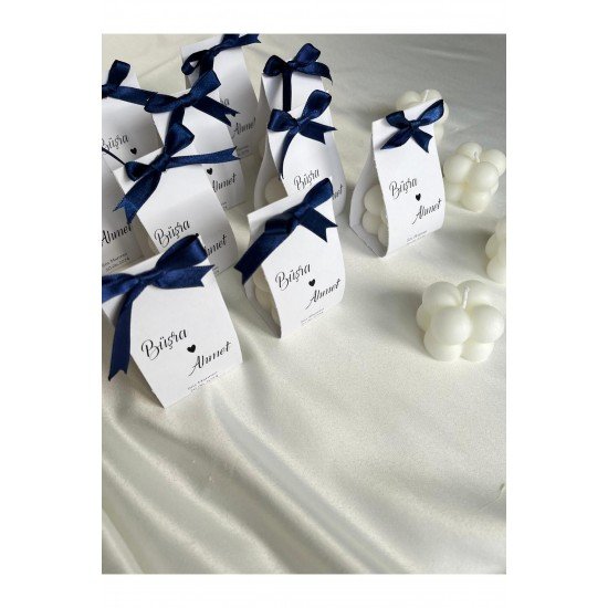 Pinterest 50 Adet Lacivert Kurdeleli Kağıt Bubble Mum Söz, Nişan, Nikah, Kına ve Bebek Hediyelik