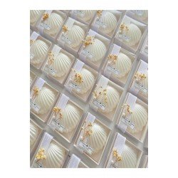 20 Adet Kraft Kutu İçerisinde Süslemeli İstiridye Mum, Düğün Nişan Söz Kına, Doğum Günü,Nikah Şekeri