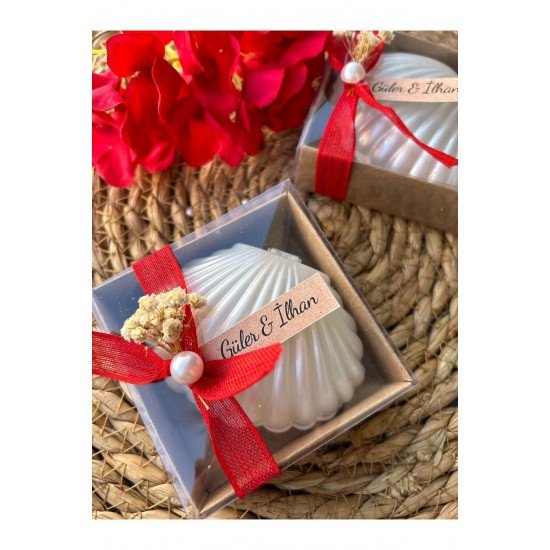 Kutulu istiridye Mum Düğün, Nişan , Söz ,Kına , Mevlüt , Doğum günü , Yılbaşı Hediyelik- 20 adet