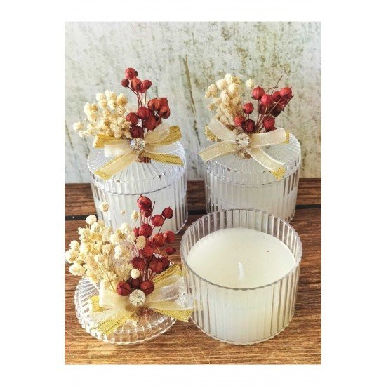 Bernamiofficial Nikah Nişan Söz Kına Mika Kutulu Mumlu Kuruçiçek Süslemeli Etiketli 20 Adet