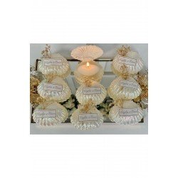 Özel tasarım 15 adet süslemeli istiridye mum. Düğün, kına, nişan, söz, nikah kutu