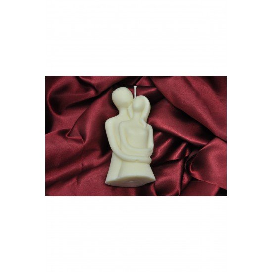 Sarılan Çift Temalı Doğal Soya Wax Mum- Dekoratif Kokulu Pamuk Fitilli- 11 Cm X 6 Cm