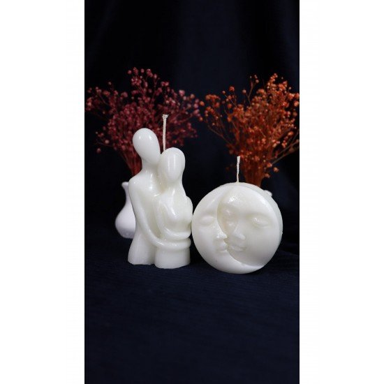 Kokulu Sevgili Sarılan Çift Mum Ve Güneşay Mum Set