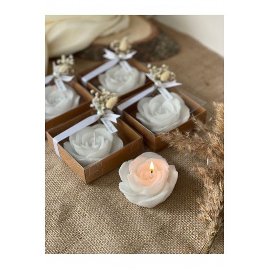 10 Adet Süslenmiş Kutuda Gül Mum. Düğün Nişan Söz Yeni Doğan Mevlik Hediyelik