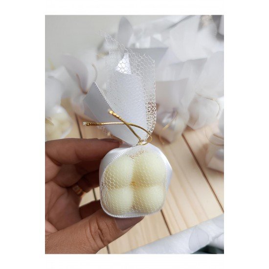 Tül detaylı Söz, Nişan, Düğün, Sünnet, Nikah Hediyelik Bubble Mum 50 Adet