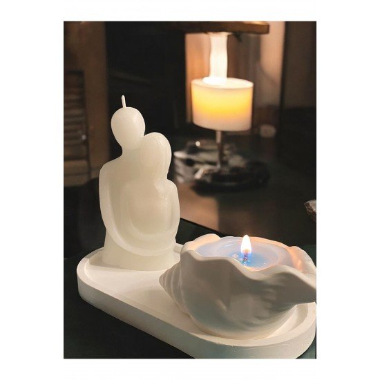 Sarılan çift mum ve istiridye şeklinde kalp çakrası güçlendirici mum (MUTLAKA AÇIKLAMAYI OKUYUNUZ)