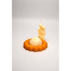 Oksit Sarı Bubble ve Silüet Mum Set – Dekoratif El Yapımı Mum, Bardak Altlığı (Şakayık Mum )