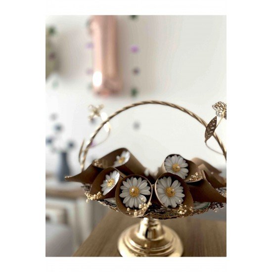 Kişiye Özel Düğün|nişan|söz Hediyelik Papatya Buket - 10 Adet