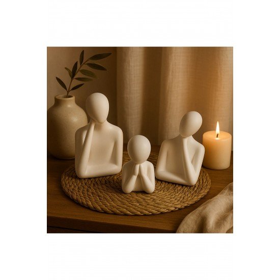 Üçlü Aile Dekoratif Biblo Obje Aksesuar Şık Heykel Sağlam/dayanıklı