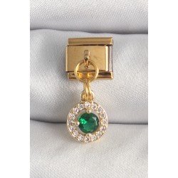 Özel Çelik Gold Renk Sallantı Yeşil Zirkon Taşlı Nomination Charm Fırsat!!!