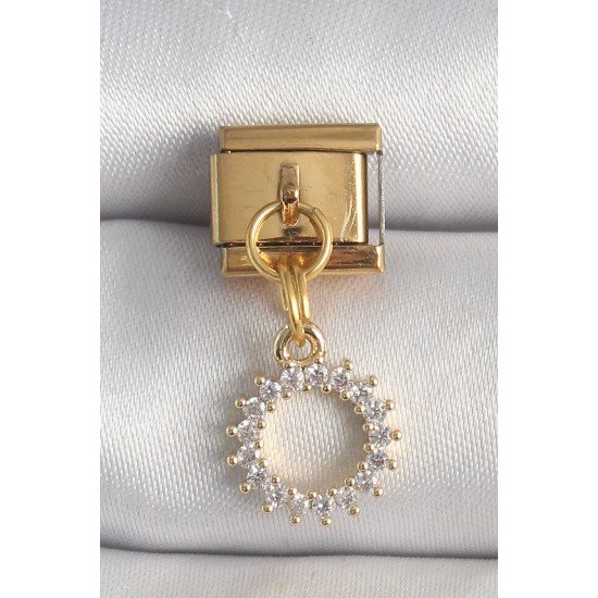 Özel Çelik Gold Renk Zirkon Taşlı Sallantı Güneş Model Nomination Charm Fırsat!!!