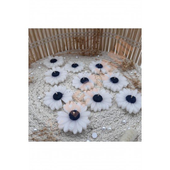 Papatya Mum Mavi Nişan, Nikah, Doğum Günü, Özel Gün - 10 Adet