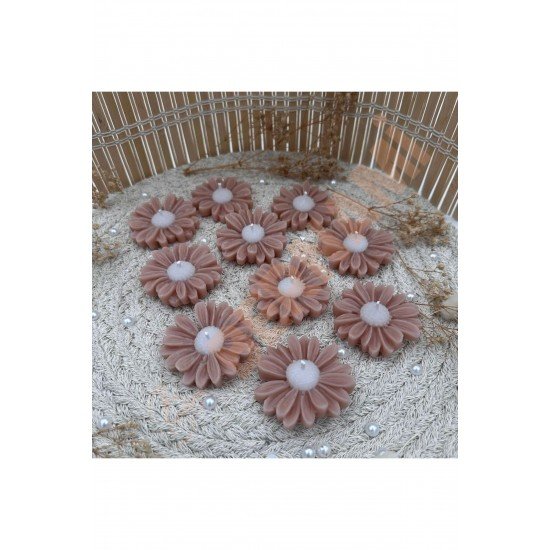 Papatya Mum Y.Kahve Nişan, Nikah, Doğum Günü, Özel Gün - 10 Adet