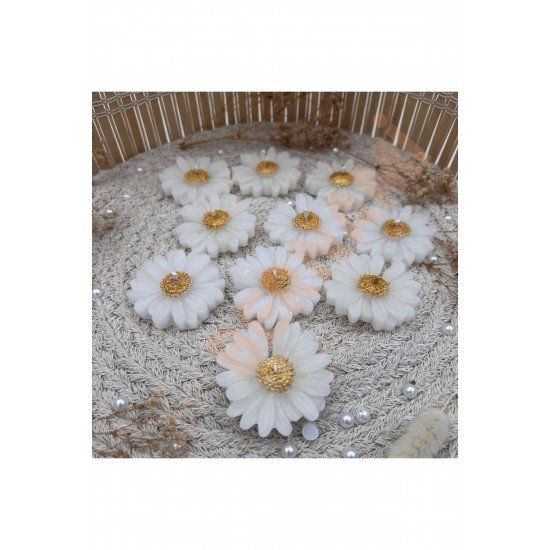 Papatya Mum Altın Yaldız Nişan, Nikah, Doğum Günü, Özel Gün - 10 Adet