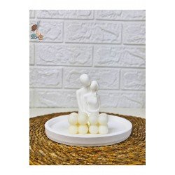 Romantik Çift Figürü Biblo ve Bubble Mumluk Seti