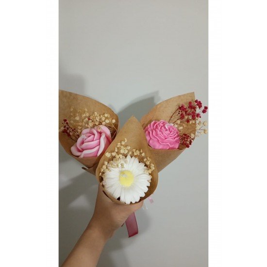 Çiçek Desen Dekoratif Mum Kadınlar Günü, Anneler Günü, Sevgiliye ve Arkadaşa Hediyelik Buket Mum