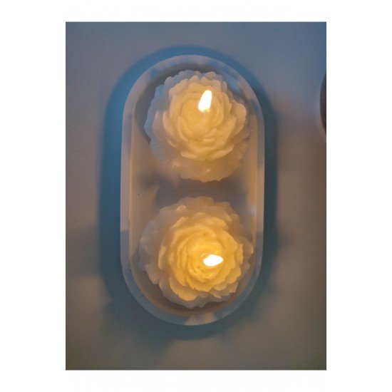 Dekoratif Tabak Ve 2'li Şakayık Mum Set