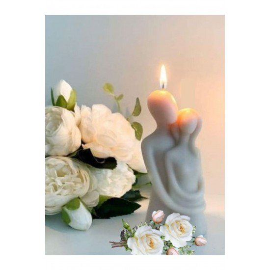 Sarılan Çift Figürlü Vanilya Kokulu Dekoratif Mum (HANDMADE DECORATİVE CANDLE)