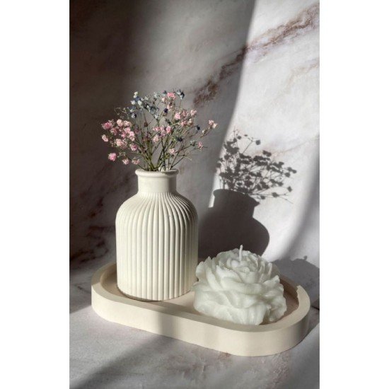 Dekoratif Vazo Ve Şakayık Mum 2'li Set