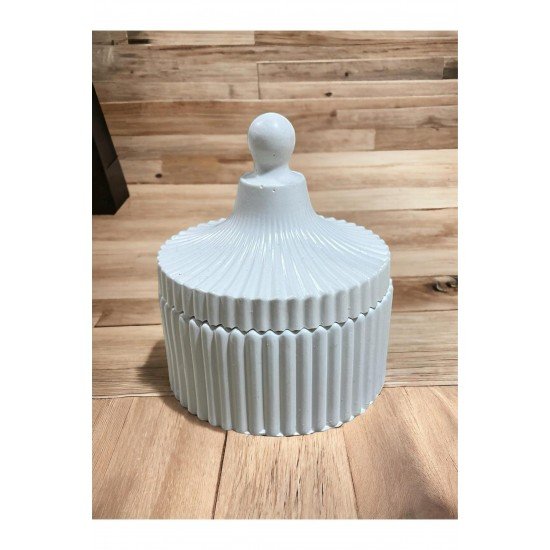 Özel El Yapımı Kapaklı Seramik Şekerlik Lokumluk Takı Organizer Mumluk