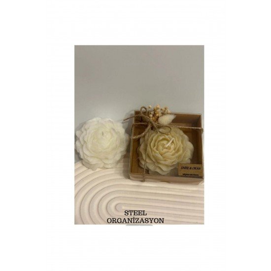 10 Adet Süslemeli Şakayık Mum, Düğün, Nikah, Kına, Söz, Doğum Hediyelik