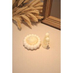 Beyaz Bubble Tabak ve Silüet Mum Seti – Dekoratif El Yapımı Mum, Bardak Altlığı (Şakayık Mum Hediye)