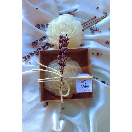 10 Adet Söz, Nişan, Kına, Düğün, Mevlüt, Doğum Günü, Hediyelik Şakayık Mum Vanilya Kokulu BEYAZ