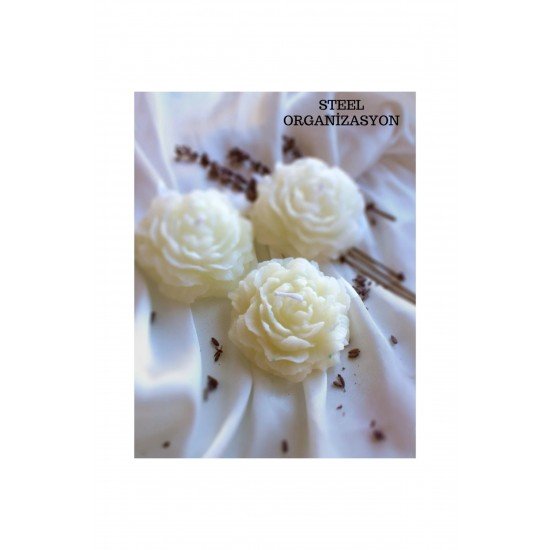 50 Adet Süslemeli Şakayık Mum, Düğün, Nikah, Kına, Söz, Doğum