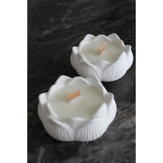 2'li Lotus Ahşap Fitilli Kokulu Mum