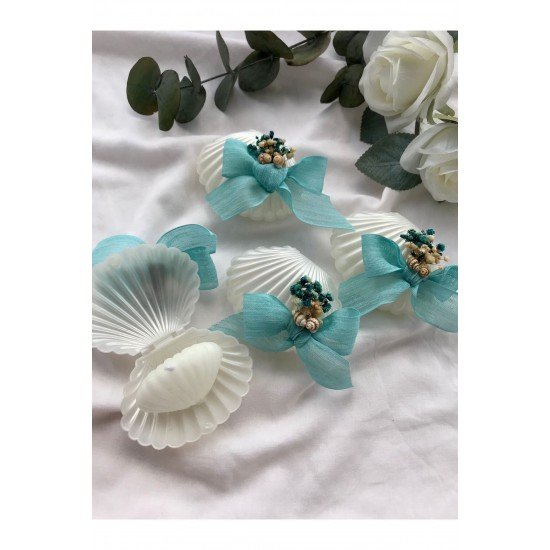 İstiridye Kutulu Mum - Düğün, Nikah, Söz, Nişan, Mevlüt, Doğum Günü Hediyelikleri - 10 Adet