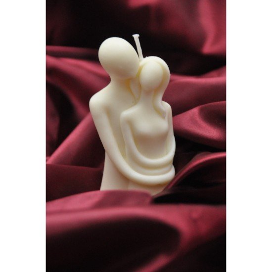 Sarılan Çift Temalı Doğal Soya Wax Mum- Dekoratif Kokulu Pamuk Fitilli- 11 Cm X 6 Cm